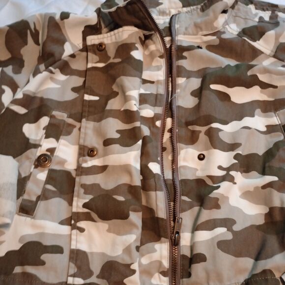 Kenzie Jeans Camo Utility Jacket. 1X NWT Green/Gray Full Zip. Chore Military - Picture 3 of 9